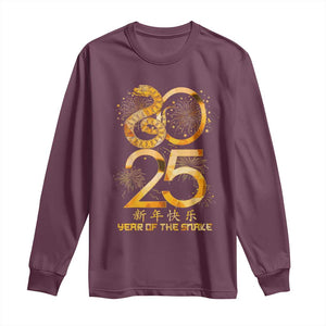 Lunar New Year 2025 Long Sleeve Shirt Chinese Year Of The Snake TS10 Maroon Print Your Wear