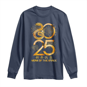 Lunar New Year 2025 Long Sleeve Shirt Chinese Year Of The Snake TS10 Navy Print Your Wear