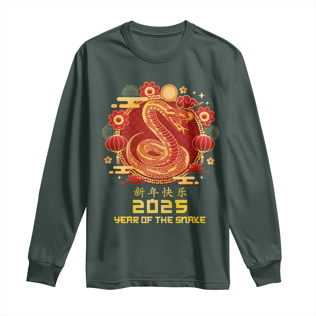 Year Of The Snake 2025 Lunar New Year Long Sleeve Shirt TS10 Dark Forest Green Print Your Wear