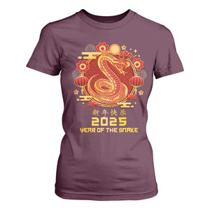 Year Of The Snake 2025 Lunar New Year T Shirt For Women TS10 Maroon Print Your Wear