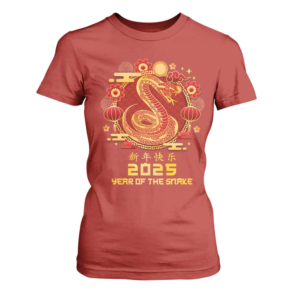 Year Of The Snake 2025 Lunar New Year T Shirt For Women TS10 Red Print Your Wear