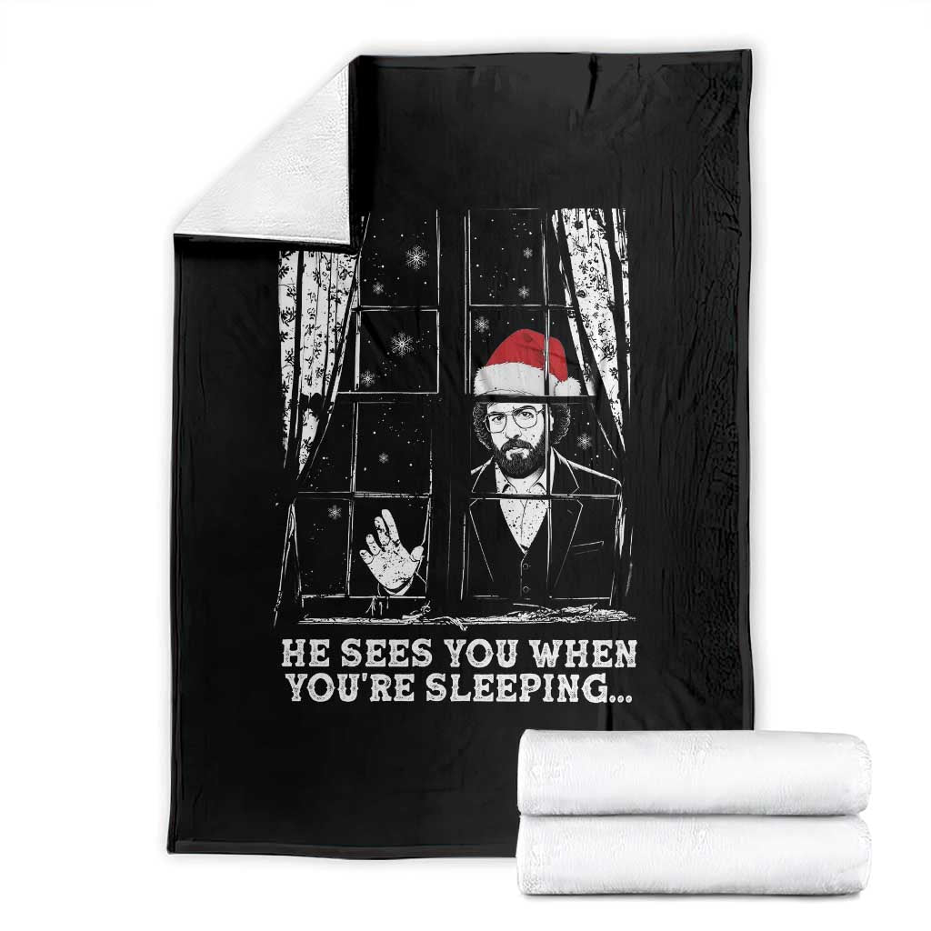 Stranger Christmas Throw Blanket Funny Murray He Sees You Vintage TS10 Black Print Your Wear