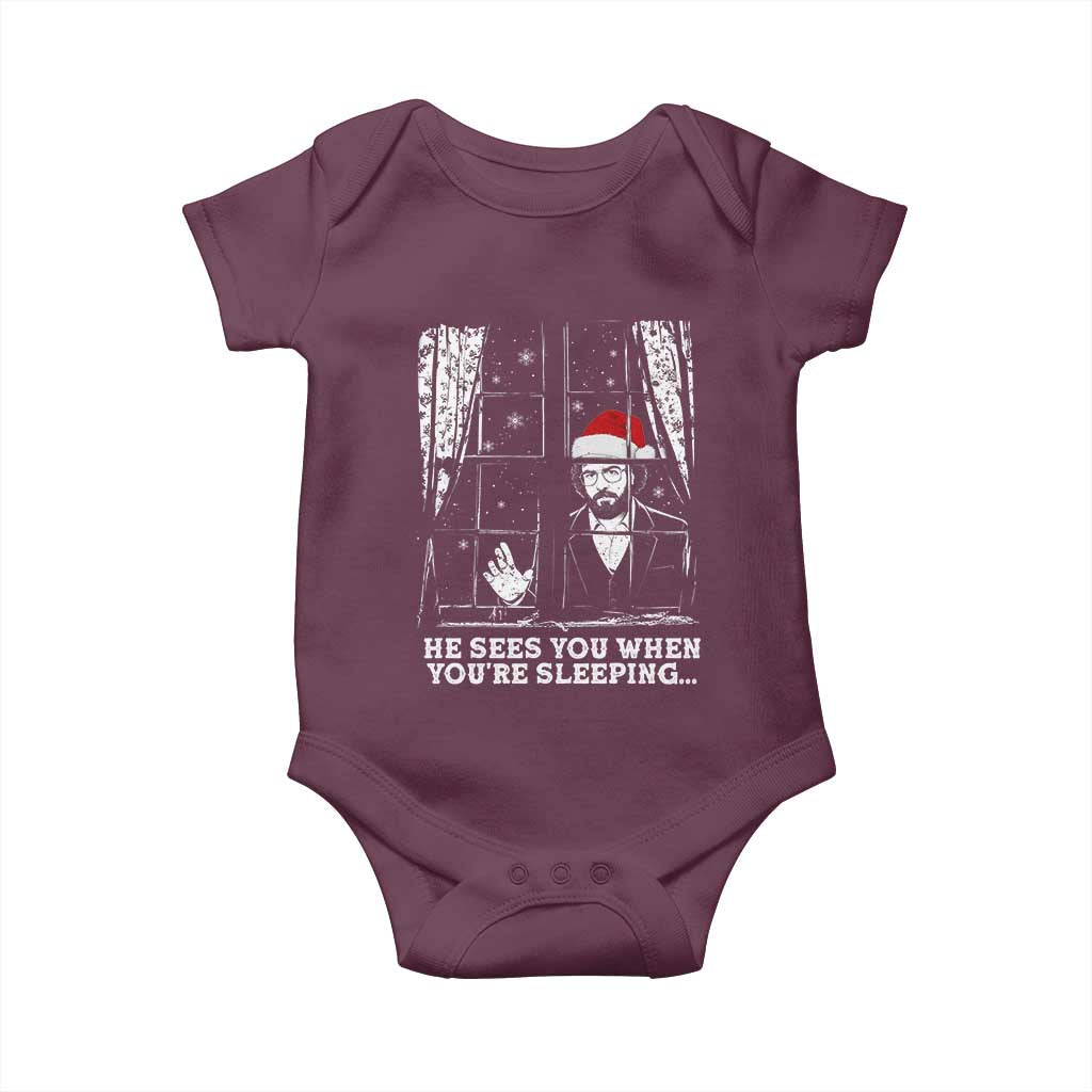 Stranger Christmas Baby Onesie Funny Murray He Sees You Vintage TS10 Maroon Print Your Wear