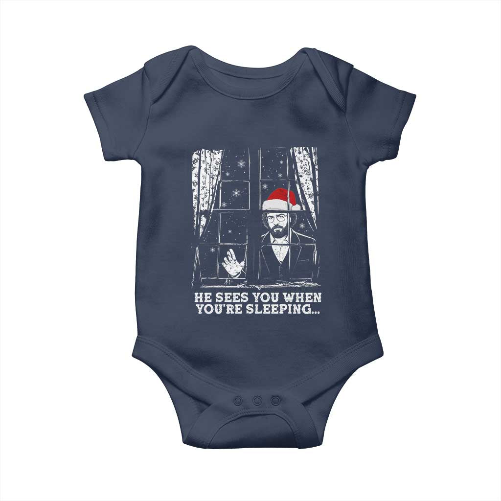 Stranger Christmas Baby Onesie Funny Murray He Sees You Vintage TS10 Navy Print Your Wear