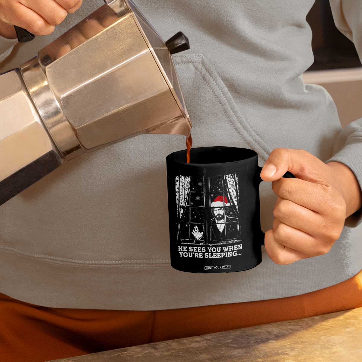 Stranger Christmas Coffee Mug Funny Murray He Sees You Vintage TS10 Print Your Wear