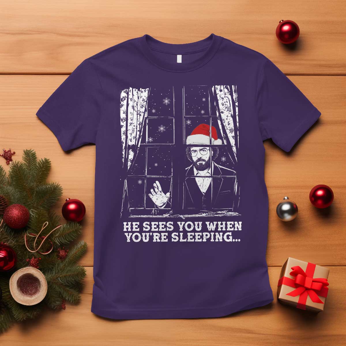 Stranger Christmas T Shirt Funny Murray He Sees You Vintage TS10 Purple Print Your Wear
