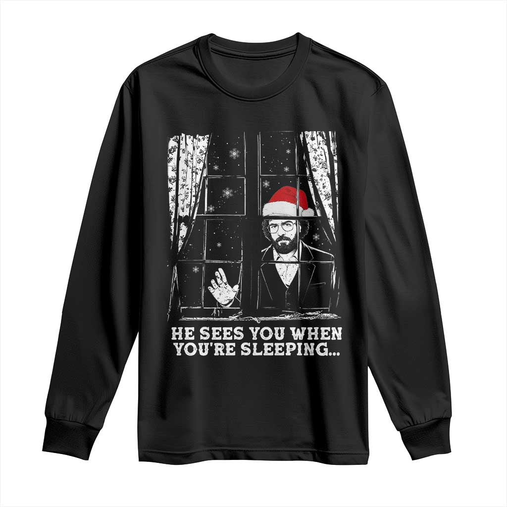 Stranger Christmas Long Sleeve Shirt Funny Murray He Sees You Vintage TS10 Black Print Your Wear