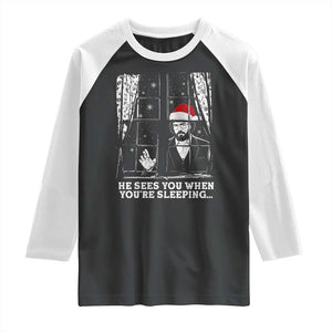 Stranger Christmas Raglan Shirt Funny Murray He Sees You Vintage TS10 Black White Print Your Wear