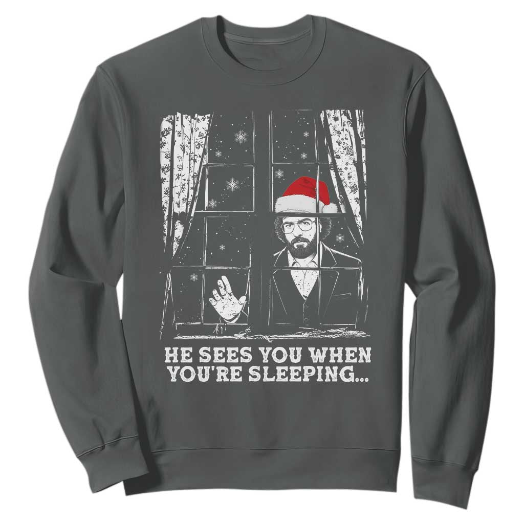 Stranger Christmas Sweatshirt Funny Murray He Sees You Vintage TS10 Dark Heather Print Your Wear
