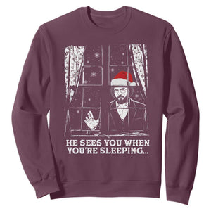 Stranger Christmas Sweatshirt Funny Murray He Sees You Vintage TS10 Maroon Print Your Wear