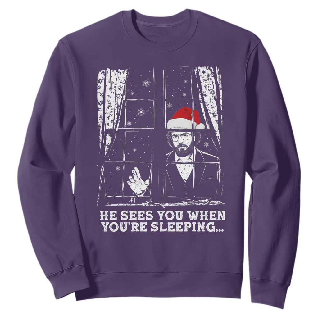 Stranger Christmas Sweatshirt Funny Murray He Sees You Vintage TS10 Purple Print Your Wear