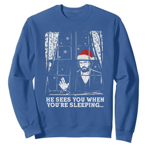 Stranger Christmas Sweatshirt Funny Murray He Sees You Vintage TS10 Royal Blue Print Your Wear
