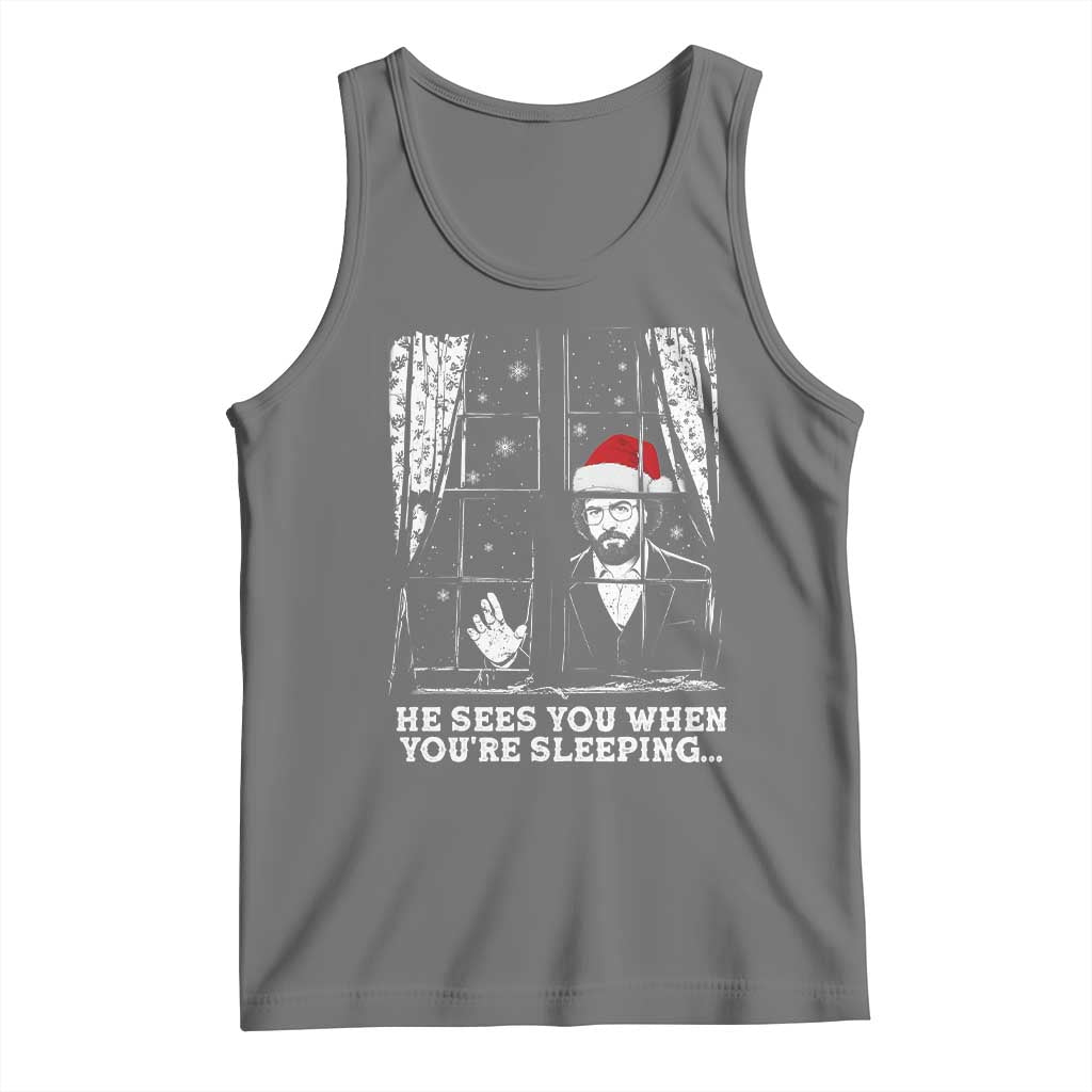 Stranger Christmas Tank Top Funny Murray He Sees You Vintage TS10 Black Heather Print Your Wear