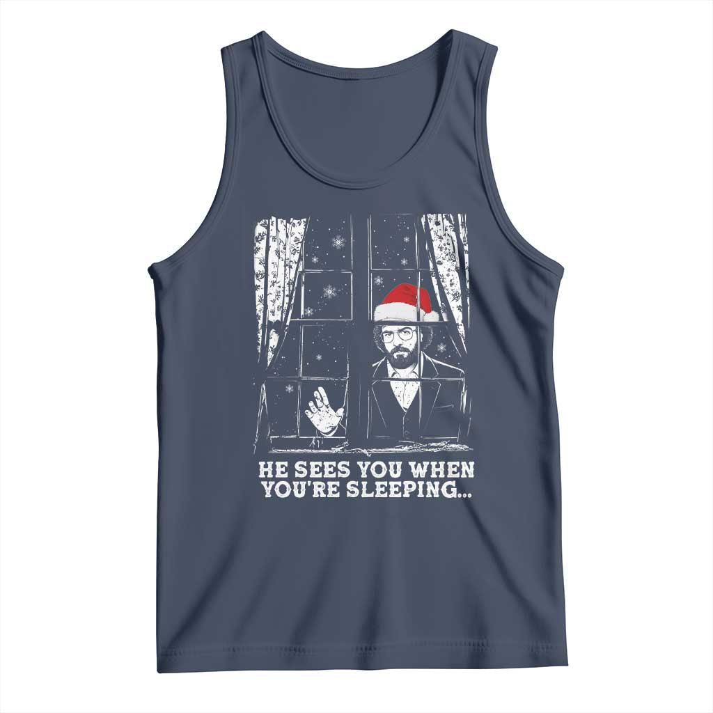 Stranger Christmas Tank Top Funny Murray He Sees You Vintage TS10 Navy Print Your Wear