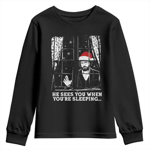 Stranger Christmas Youth Sweatshirt Funny Murray He Sees You Vintage TS10 Black Print Your Wear