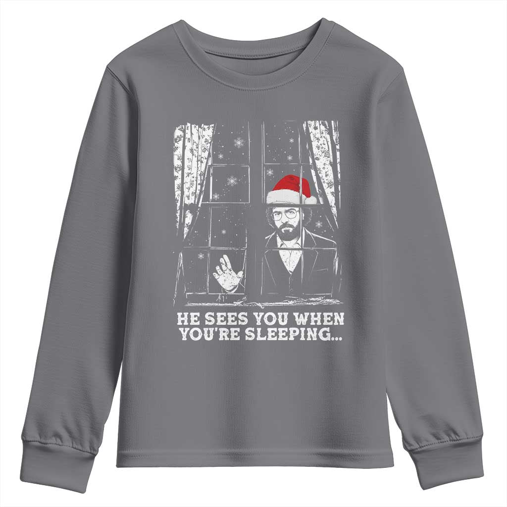 Stranger Christmas Youth Sweatshirt Funny Murray He Sees You Vintage TS10 Charcoal Print Your Wear