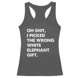 Oh Shit Funny White Elephant Gifts Racerback Tank Top TS10 Dark Heather Print Your Wear