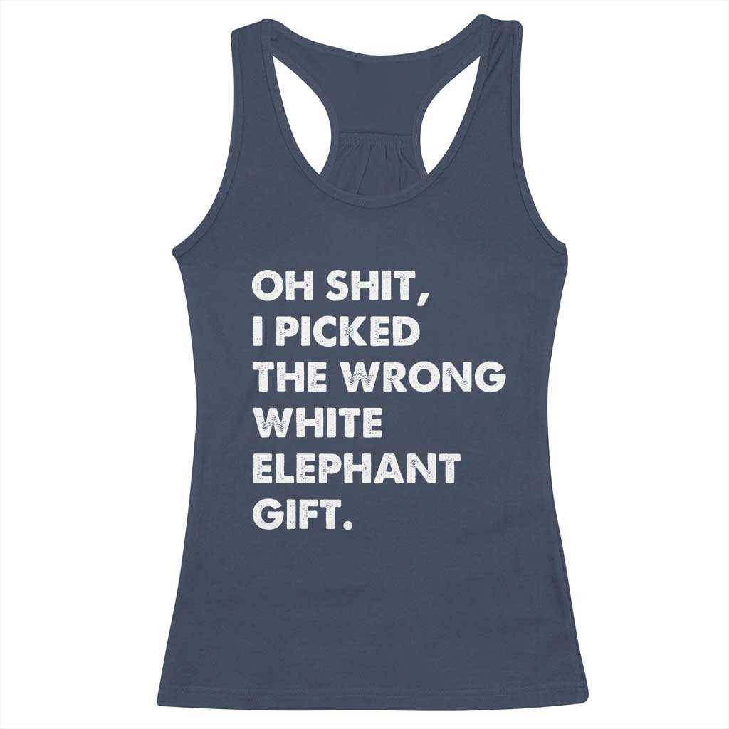 Oh Shit Funny White Elephant Gifts Racerback Tank Top TS10 Navy Print Your Wear