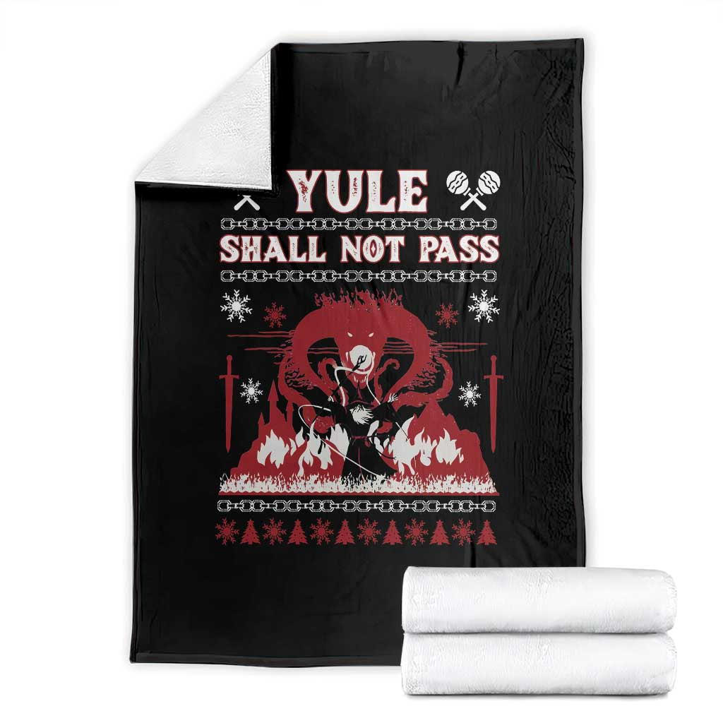 Christmas Yule Shall Not Pass Throw Blanket Fantasy Movie Ugly Xmas TS10 Black Print Your Wear