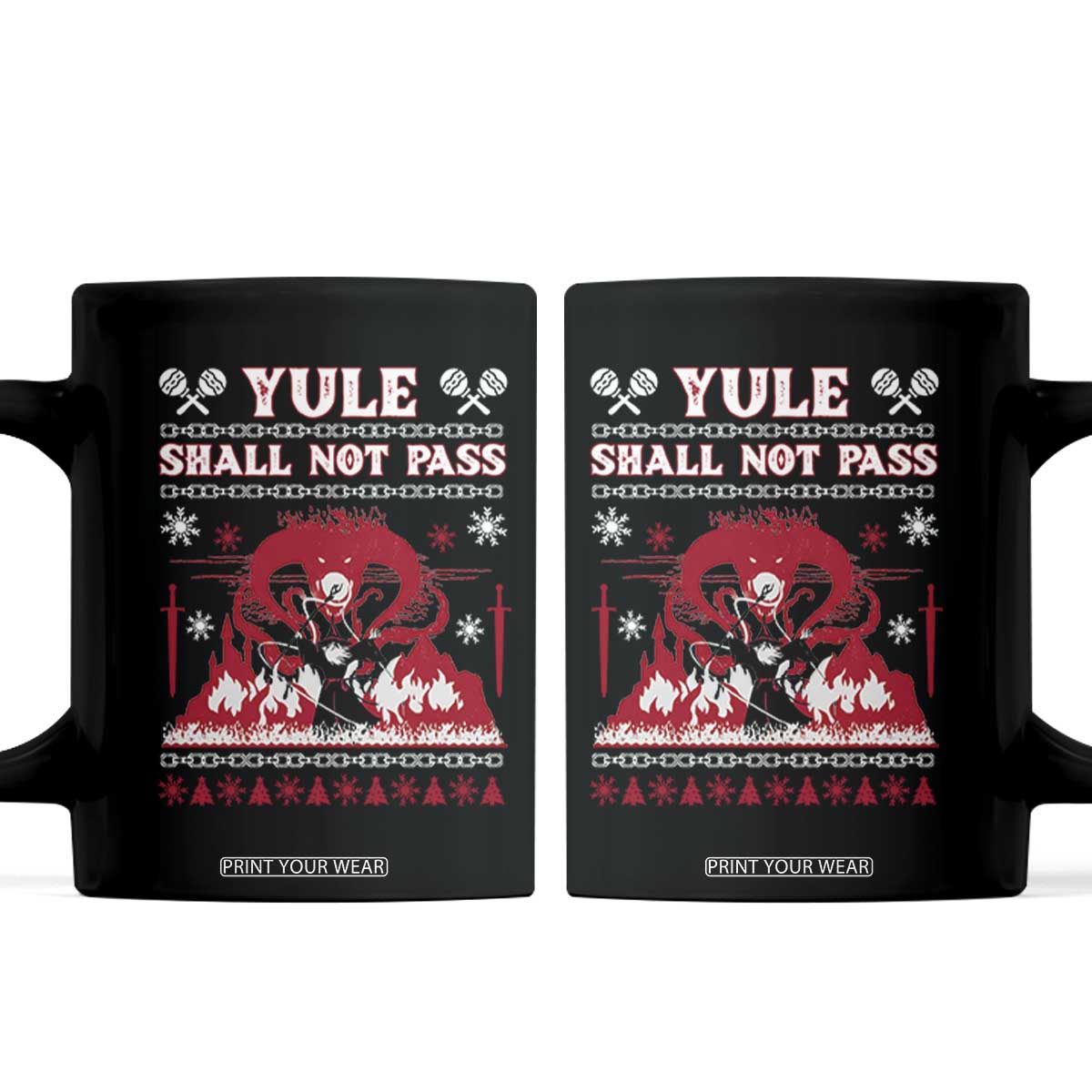 Christmas Yule Shall Not Pass Coffee Mug Fantasy Movie Ugly Xmas TS10 Black Print Your Wear