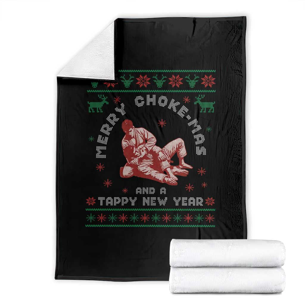 Funny Jiu Jitsu Christmas Throw Blanket Holiday Martial Arts BJJ Lover Ugly Xmas TS10 Black Print Your Wear