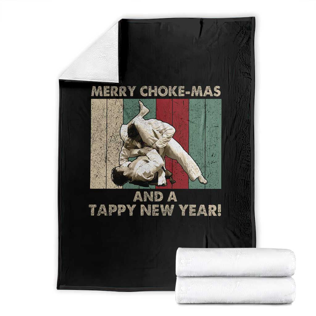 Jiu Jitsu Christmas Throw Blanket Retro Merry Choke Mas Tappy New Year Martial Arts BJJ Lover TS10 Black Print Your Wear