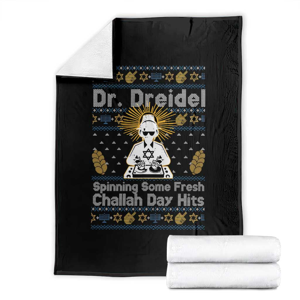 Funny Ugly Hanukkah Throw Blanket Mr Dreidel Dj Chanukkah Jewish TS10 Black Print Your Wear