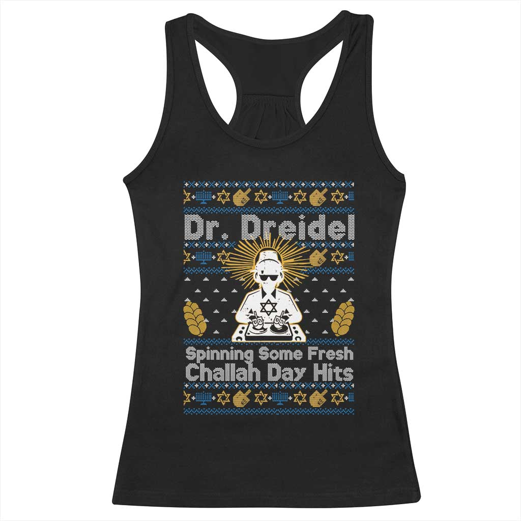 Funny Ugly Hanukkah Racerback Tank Top Mr Dreidel Dj Chanukkah Jewish TS10 Black Print Your Wear
