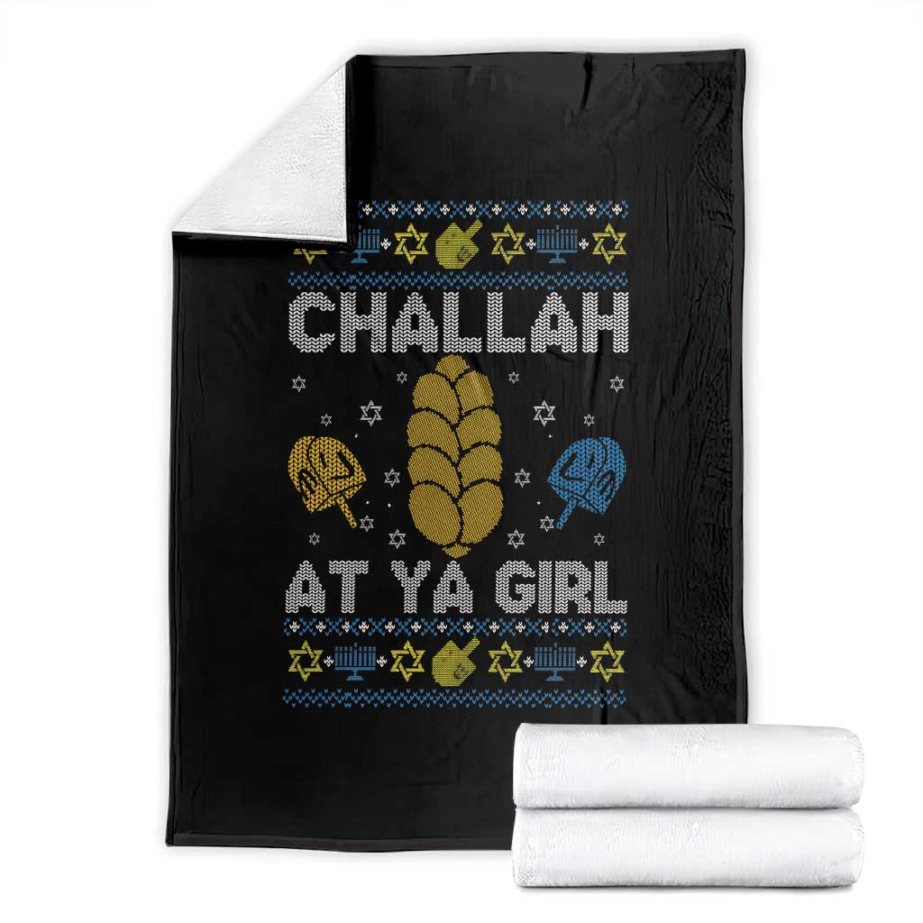 Funny Ugly Hanukkah Throw Blanket Challah At Ya Girl Matching TS10 Black Print Your Wear
