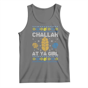 Funny Ugly Hanukkah Tank Top Challah At Ya Girl Matching TS10 Black Heather Print Your Wear