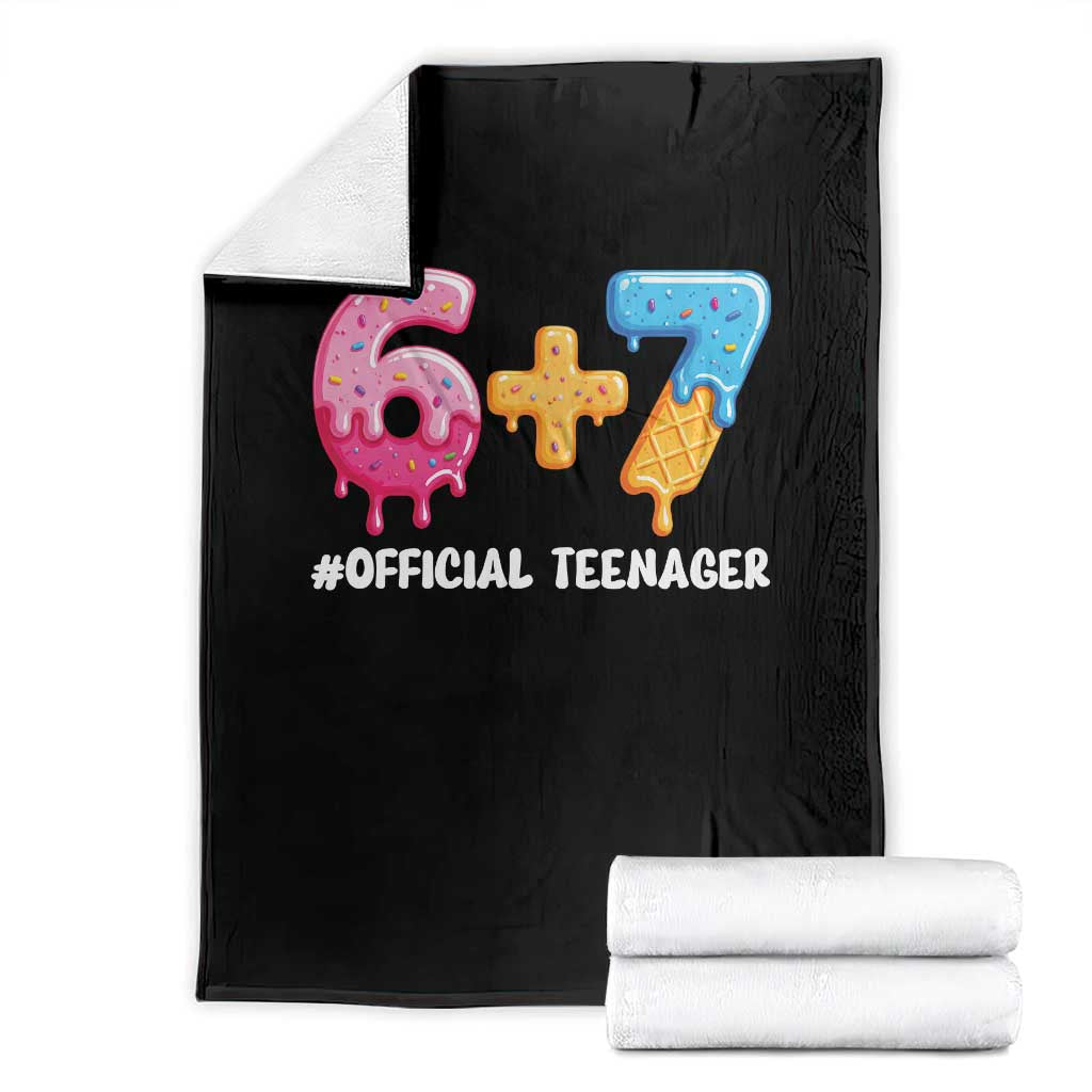 Funny 67 13th Birthday Official Teenager Throw Blanket 6 7 Ice Cream Drip Meme Funny Six Seven 13 Years Old TS10 Black Print Your Wear