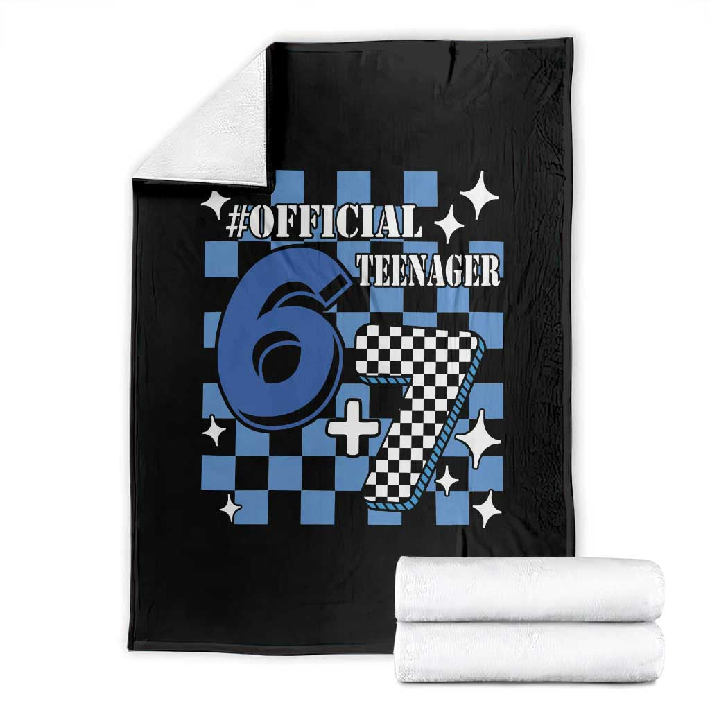 Funny 13th Birthday Official Teenager Throw Blanket 6+7 13 Year Old Boys Kids Checkered 67 Meme TS10 Black Print Your Wear