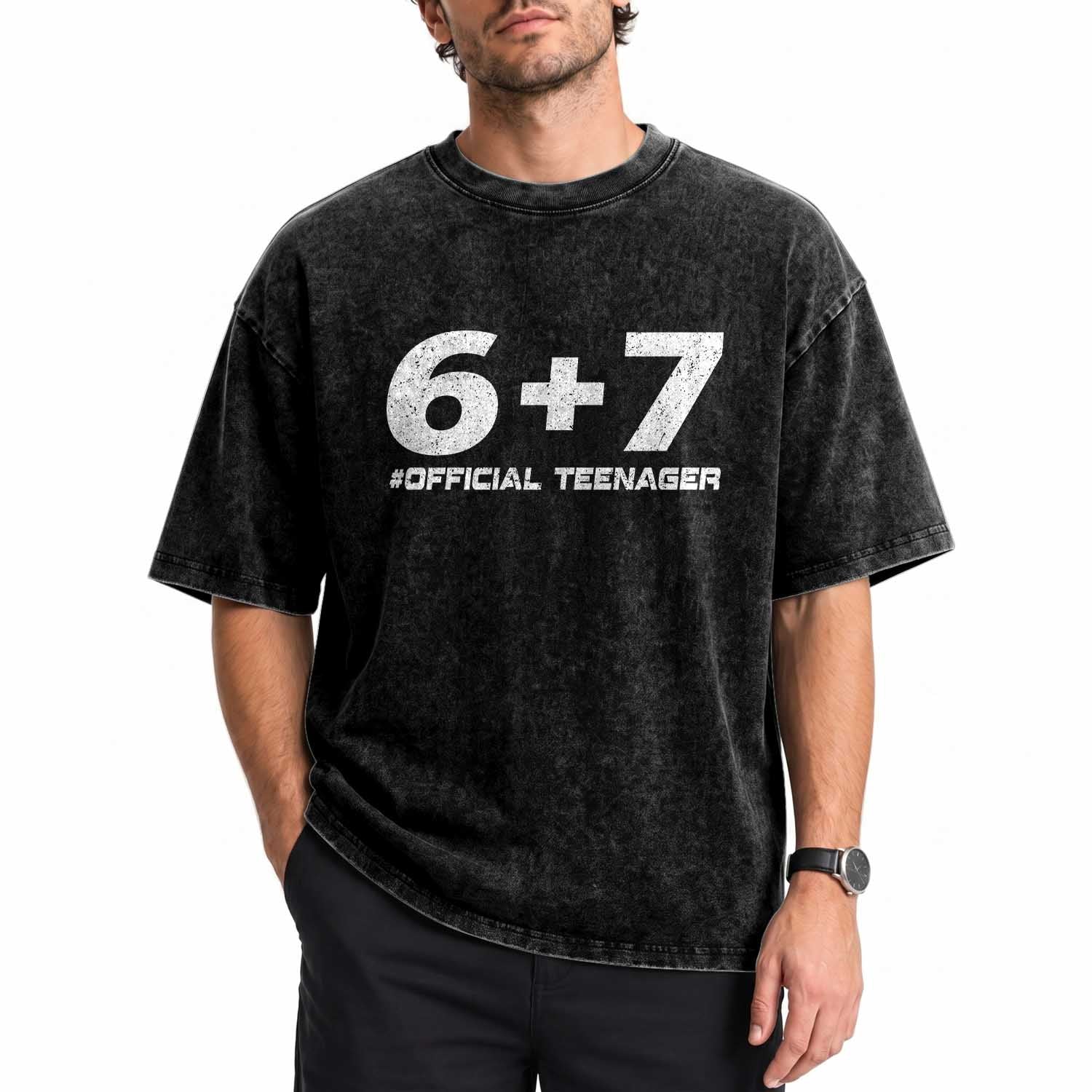 Funny 13th Birthday Official Teenager Washed Cotton T-Shirt 13 Years Old Boys Kids