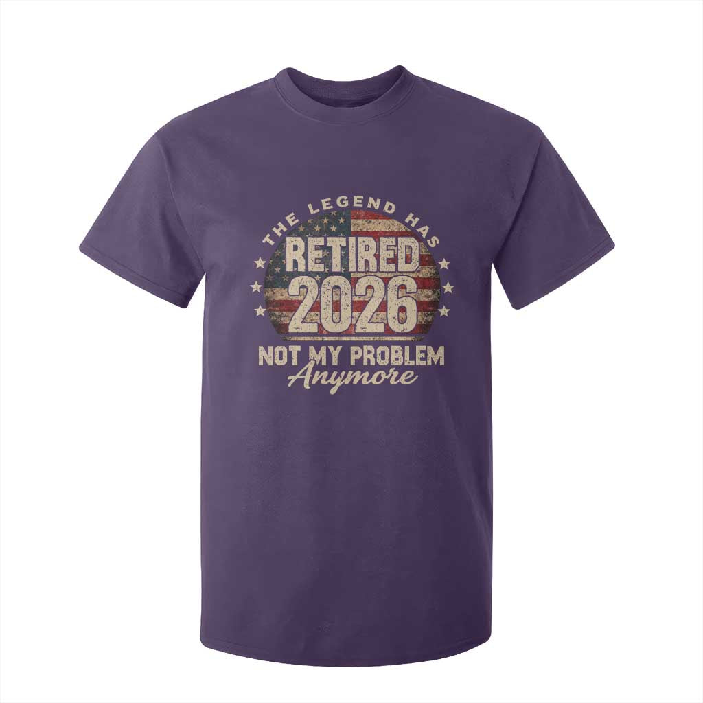 The Legend Has Retired 2026 T Shirt For Kid Funny Retirement USA Flag TS10 Purple Print Your Wear