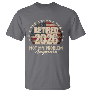 The Legend Has Retired 2026 T Shirt Funny Retirement USA Flag TS10 Charcoal Print Your Wear