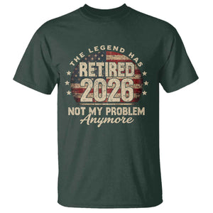 The Legend Has Retired 2026 T Shirt Funny Retirement USA Flag TS10 Dark Forest Green Print Your Wear