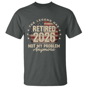 The Legend Has Retired 2026 T Shirt Funny Retirement USA Flag TS10 Dark Heather Print Your Wear