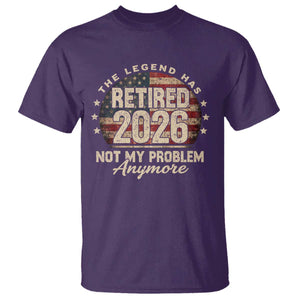 The Legend Has Retired 2026 T Shirt Funny Retirement USA Flag TS10 Purple Print Your Wear