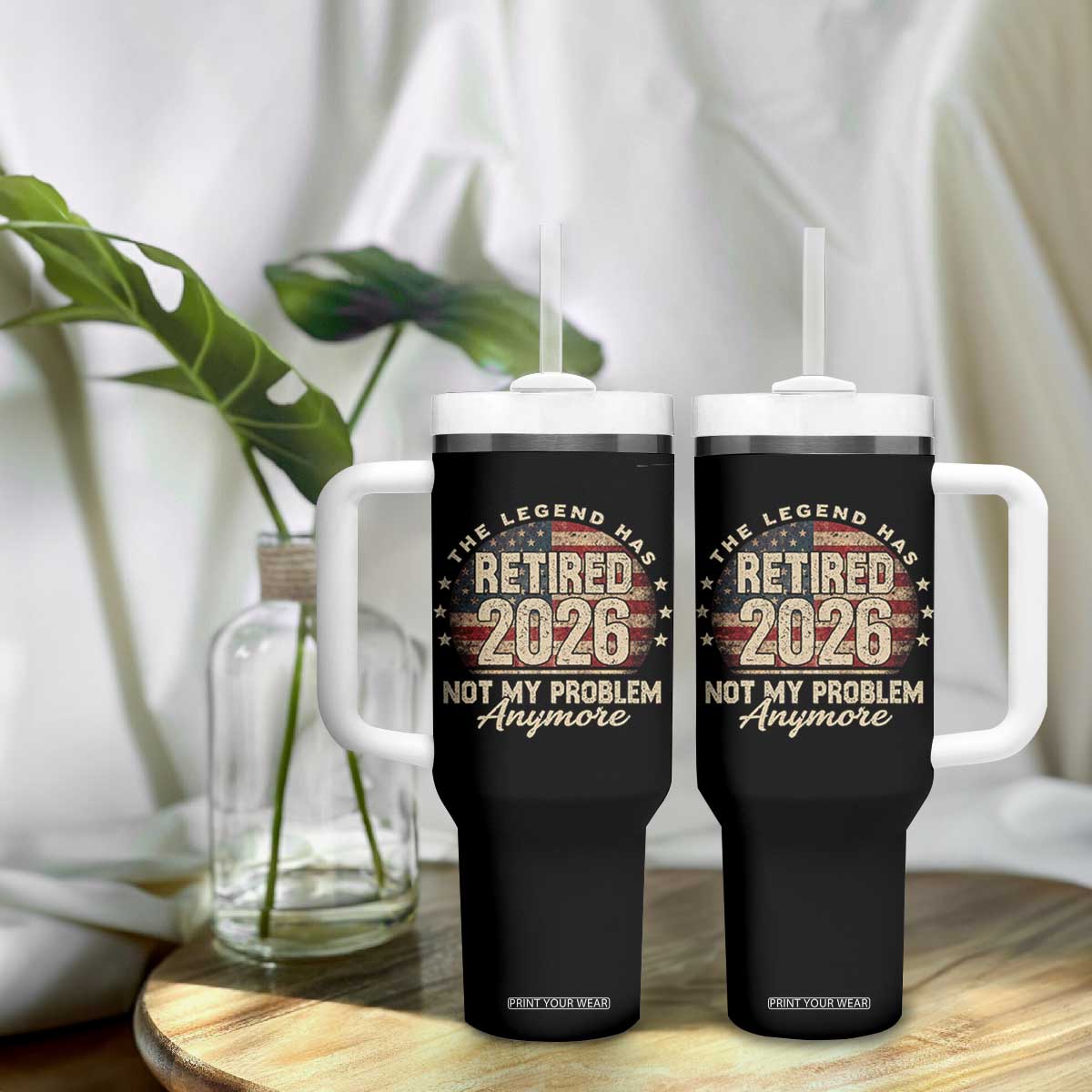 The Legend Has Retired 2026 Tumbler With Handle Funny Retirement USA Flag TS10 Print Your Wear