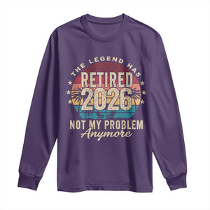 The Legend Has Retired 2026 Long Sleeve Shirt Retro Funny Retirement TS10 Purple Print Your Wear