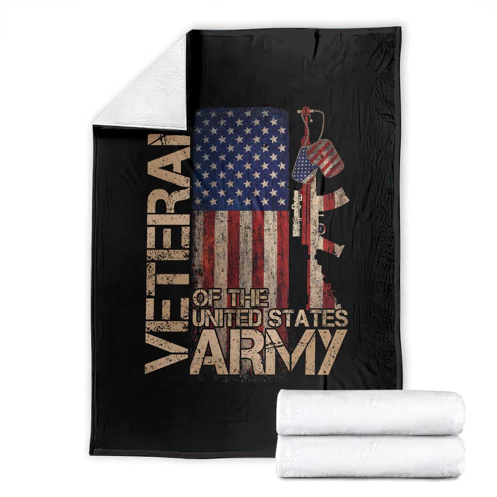 Veteran Of The United States Throw Blanket Army US Flag Veteran Patriotic TS10 Black Print Your Wear