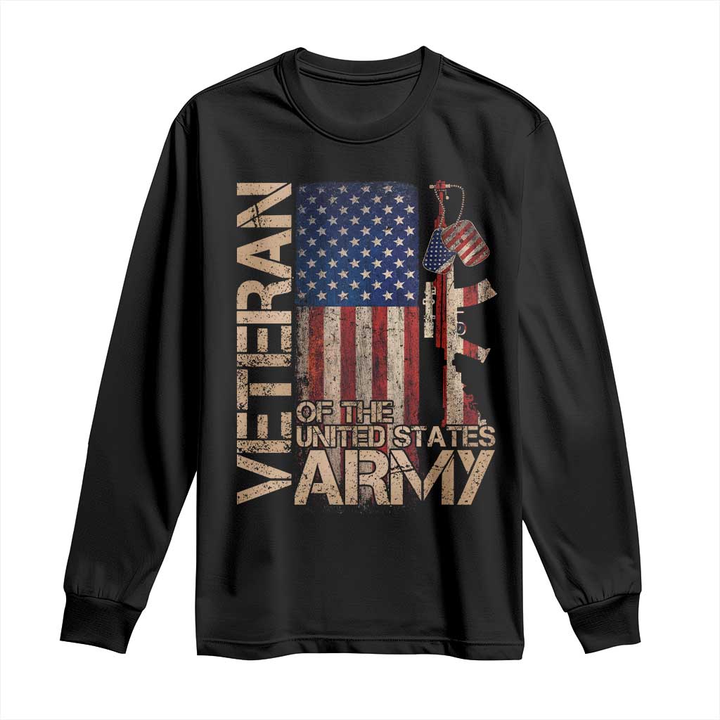 Veteran Of The United States Long Sleeve Shirt Army US Flag Veteran Patriotic TS10 Black Print Your Wear
