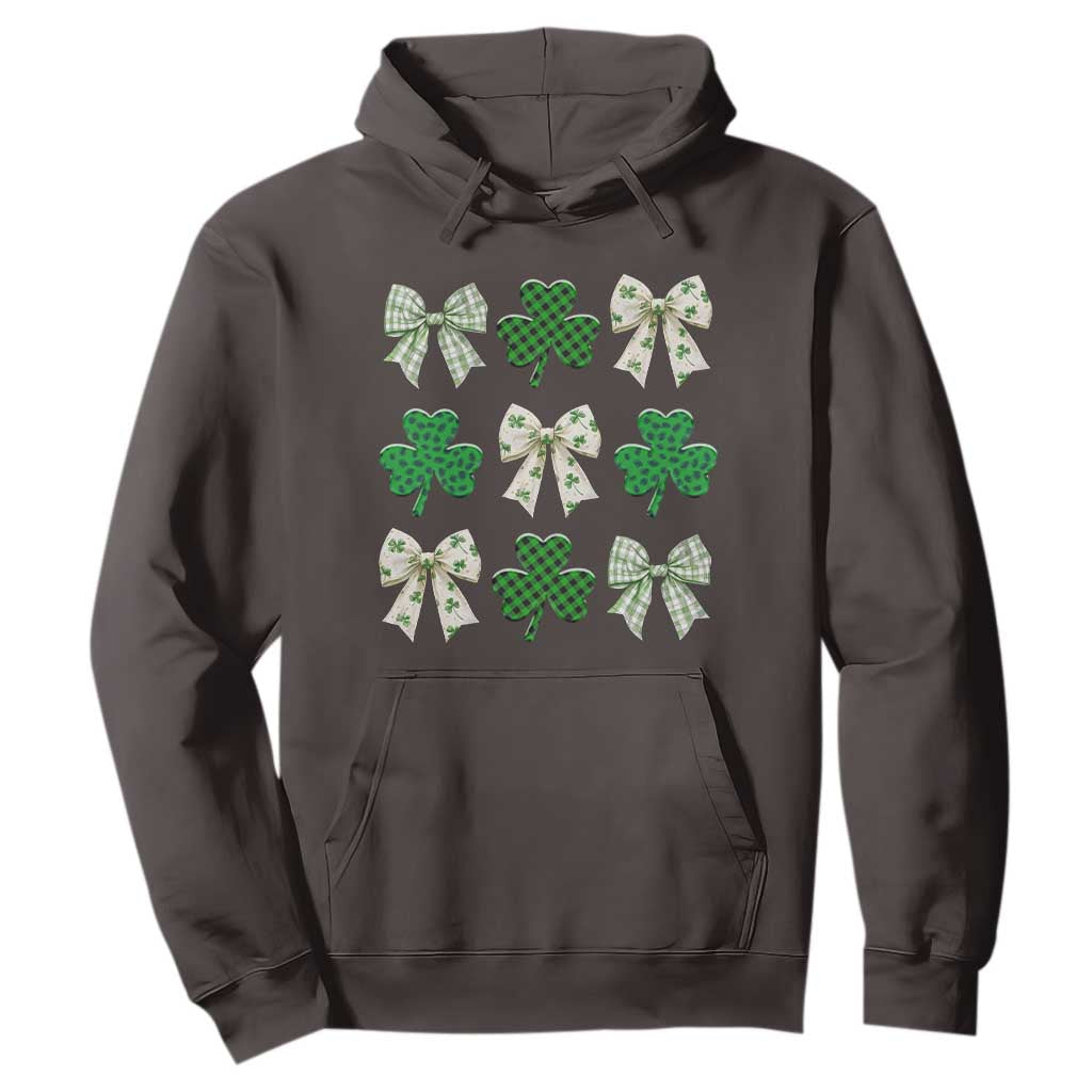 St Patricks Day Lucky Coquette Hoodie Leopard Shamrocks Bow Irish Gift TS10 Dark Chocolate Print Your Wear