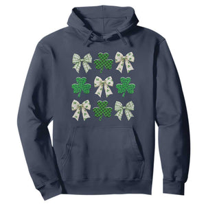St Patricks Day Lucky Coquette Hoodie Leopard Shamrocks Bow Irish Gift TS10 Navy Print Your Wear