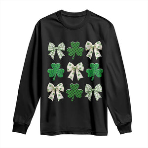 St Patricks Day Lucky Coquette Long Sleeve Shirt Leopard Shamrocks Bow Irish Gift TS10 Black Print Your Wear