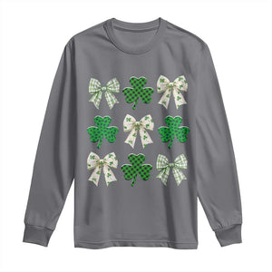 St Patricks Day Lucky Coquette Long Sleeve Shirt Leopard Shamrocks Bow Irish Gift TS10 Charcoal Print Your Wear