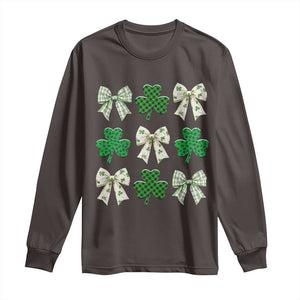 St Patricks Day Lucky Coquette Long Sleeve Shirt Leopard Shamrocks Bow Irish Gift TS10 Dark Chocolate Print Your Wear