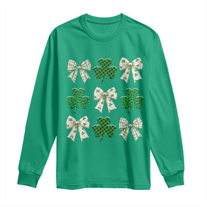 St Patricks Day Lucky Coquette Long Sleeve Shirt Leopard Shamrocks Bow Irish Gift TS10 Irish Green Print Your Wear