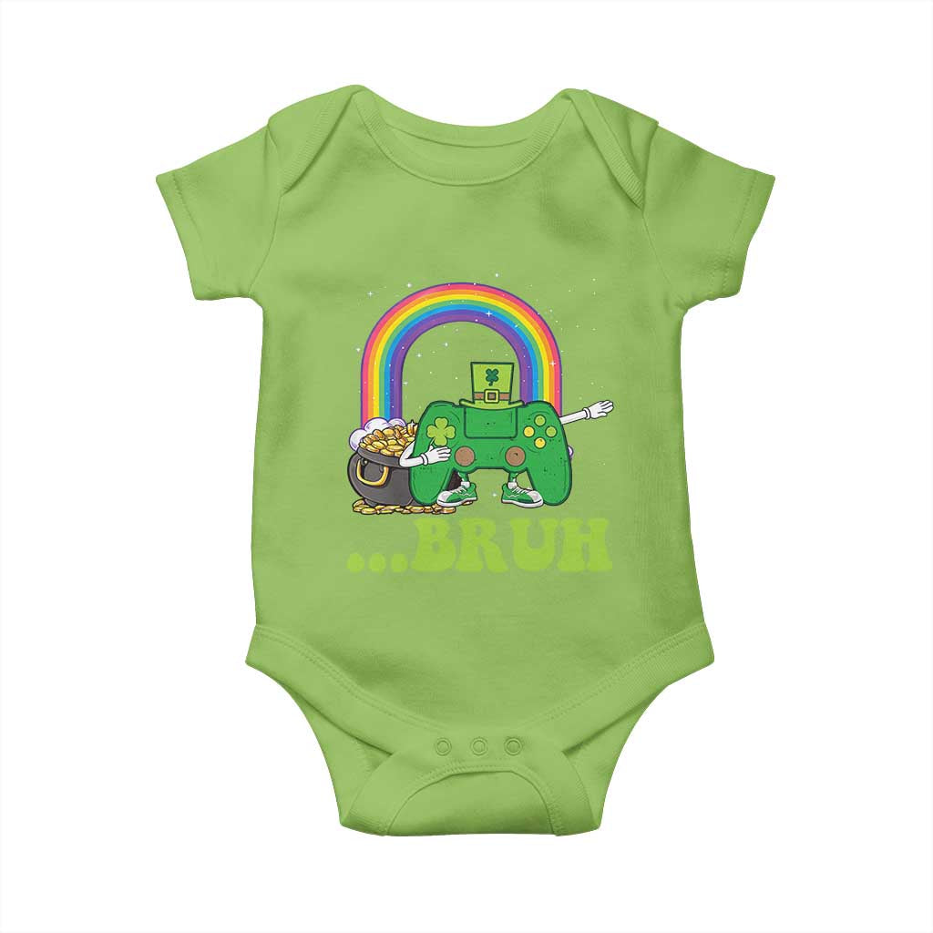 St Patricks Day Dabbing Video Game Controller Baby Onesie Irish Gamer Boys Dab Dance TS10 Lime Print Your Wear