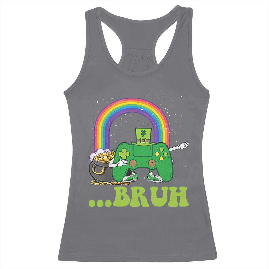 St Patricks Day Dabbing Video Game Controller Racerback Tank Top Irish Gamer Boys Dab Dance TS10 Charcoal Print Your Wear